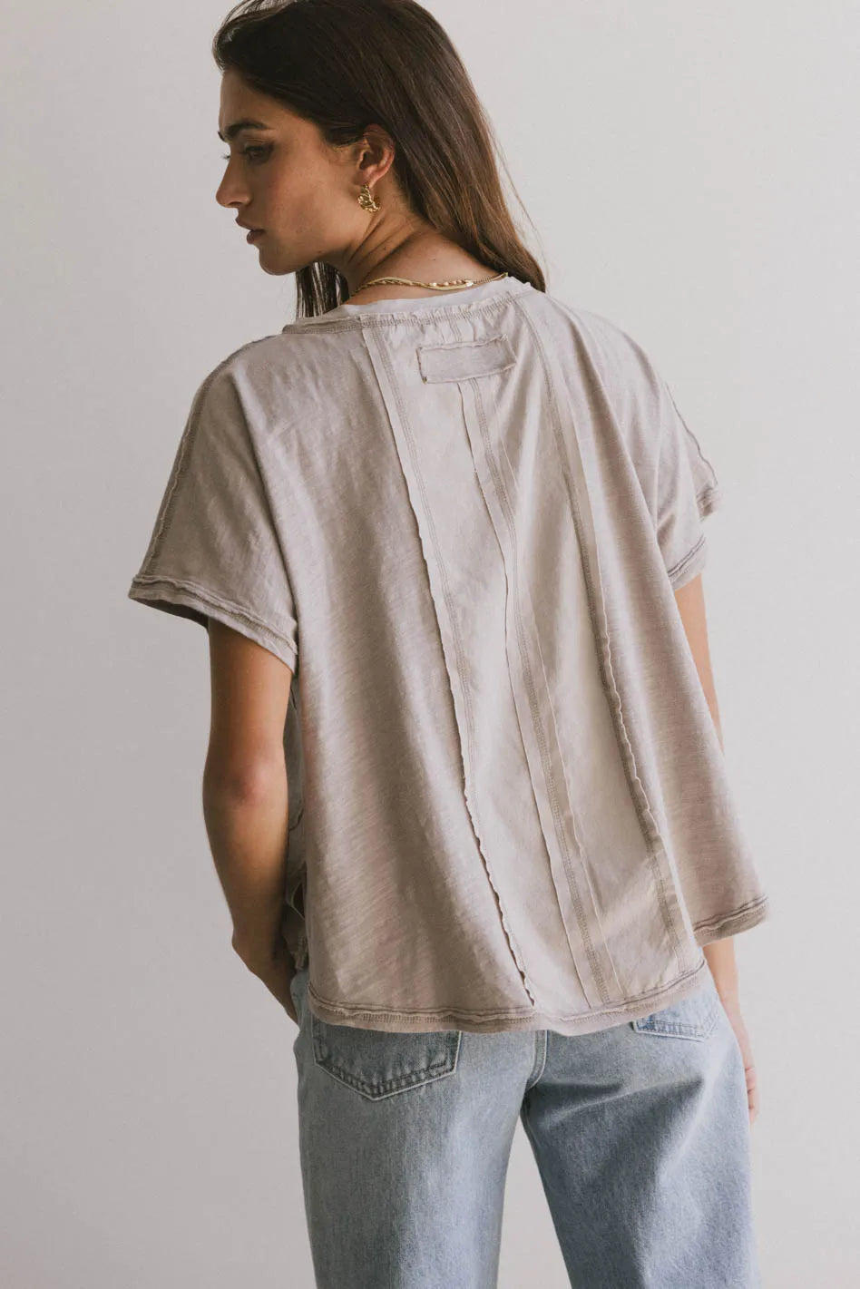 Plain color top in taupe