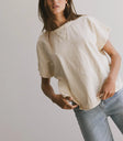 Round neck top in cream