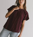 Round neck top in burgundy