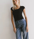 Ribbed top in black