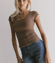 Round neck top in brown