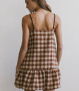 brown checker mini dress