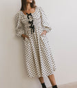 front bow detail polka dot midi dress