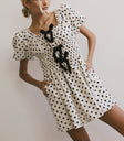 bow tie polka dot mini dress