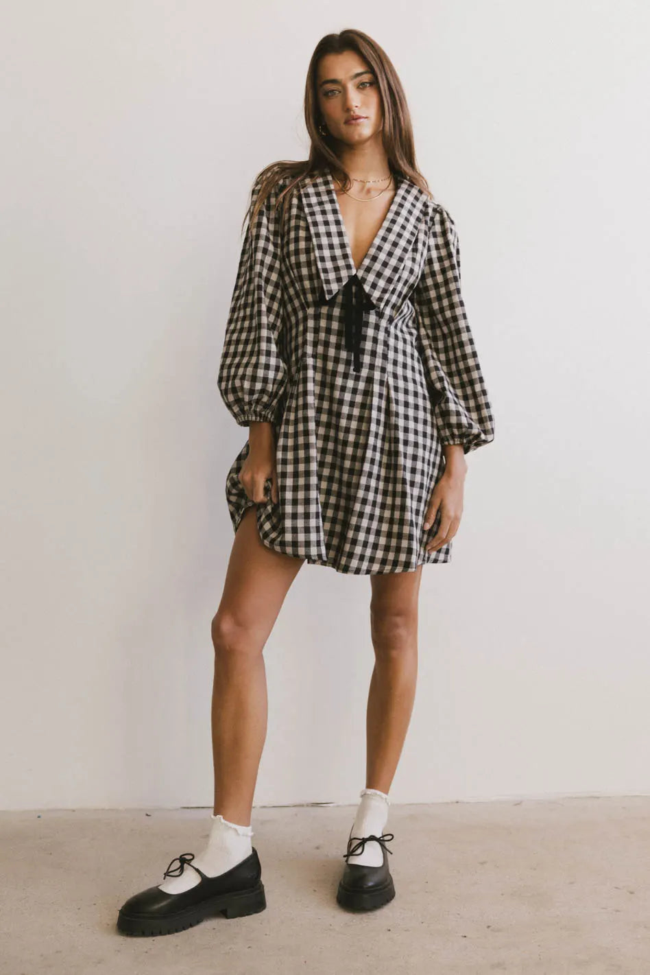 Long sleeves mini dress in black