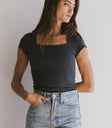 SQUARE NECK TOP IN NAVY