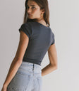 NAVY SHORT SLEEVE TOP