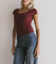 Short sleeves top in burgundy