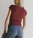 Plain color top in burgundy