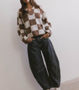 v neck checker sweater
