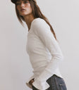 Long sleeves ribbed top in white