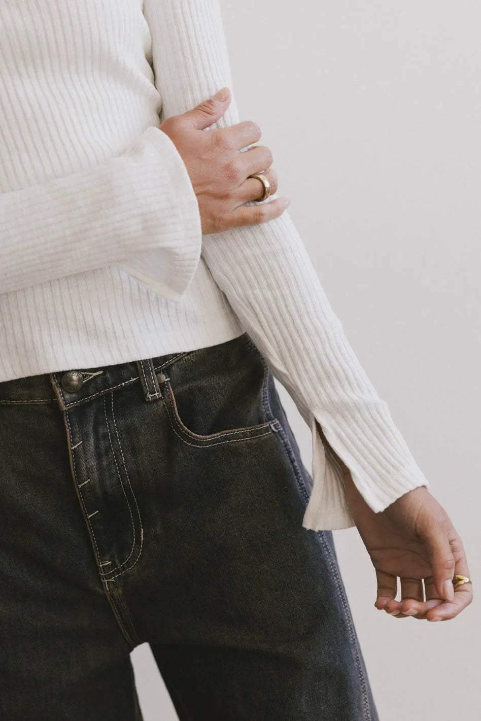 Long sleeves top in white