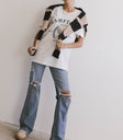 white tee with distressed tee