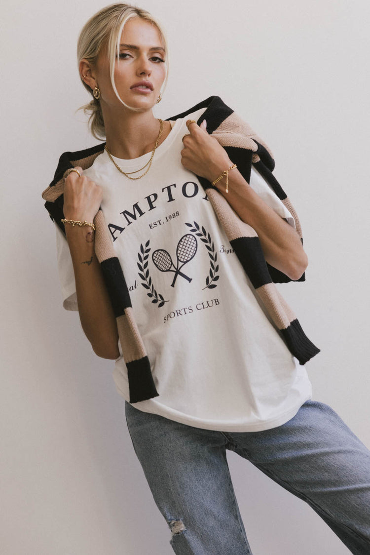 white sports club tee