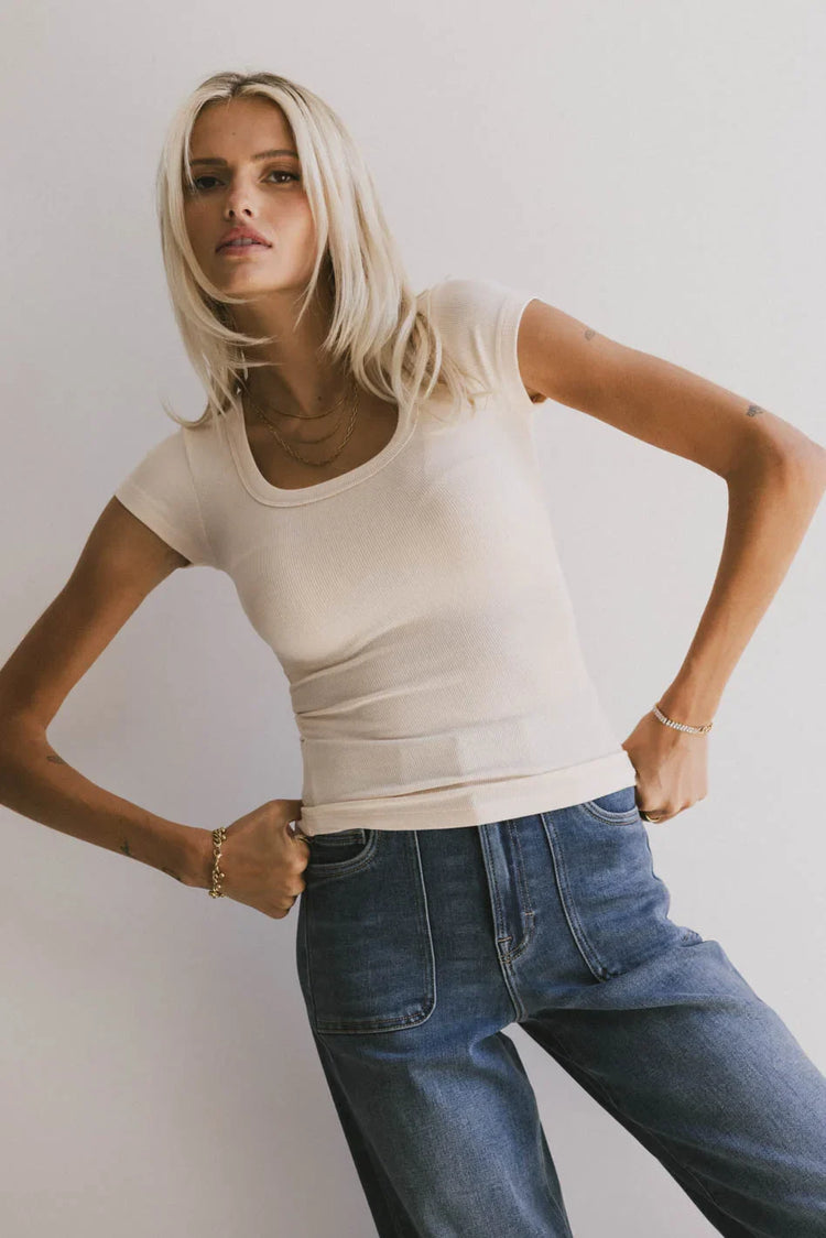U-Neck top in ecru
