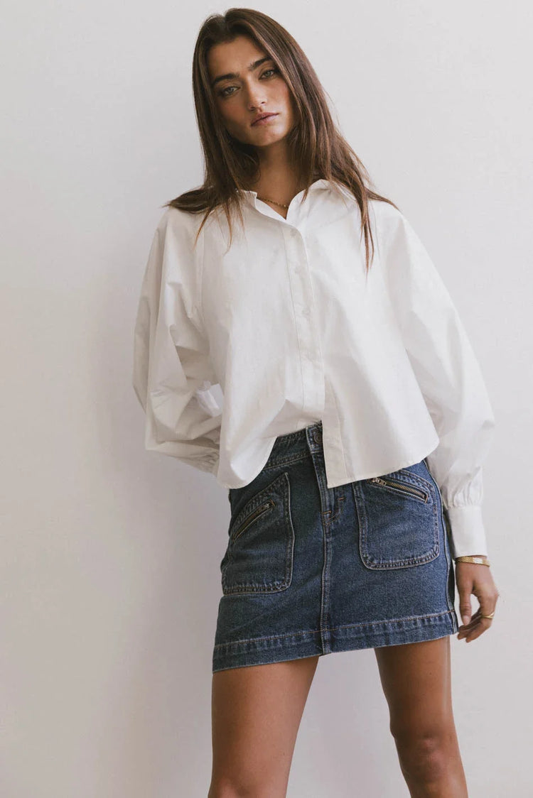 Collared top in white