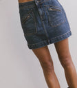 Two zip pockets denim skirt