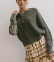 button detail sweater in green