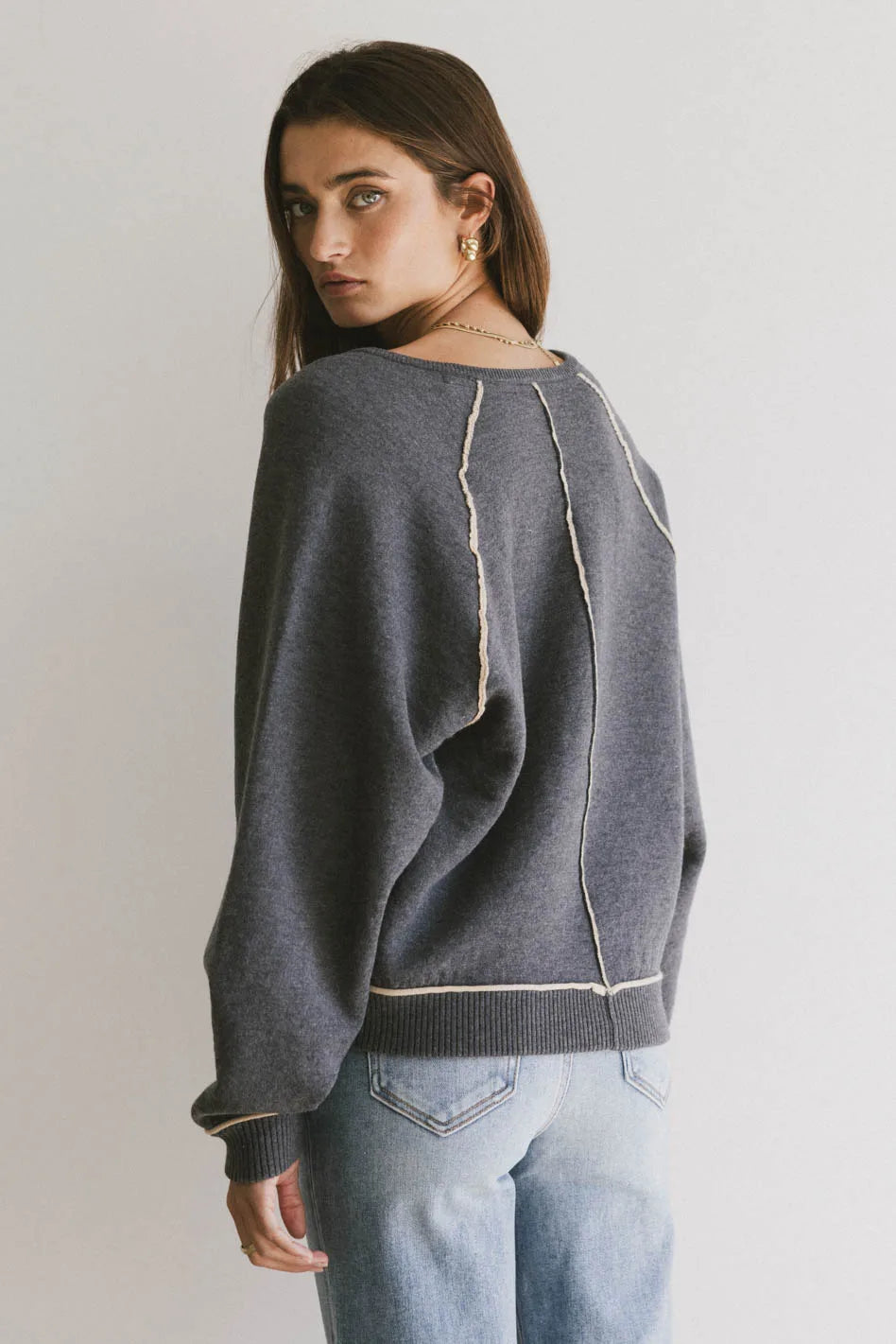 Contrast sweater in navy