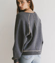 Contrast sweater in navy