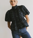 Puff sleeves top in navy