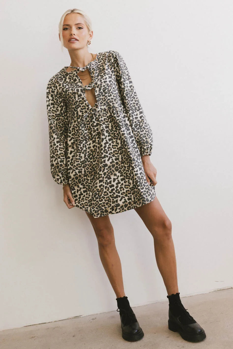 Leopard print mini dress
