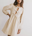Tyler Peplum Mini Dress in Ivory Corduroy