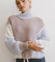 Ribbed hem sleeves sweater in multi color