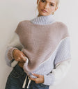 Ribbed mock neck sweater in brown