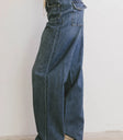 Straight leg denim pants in dark wash