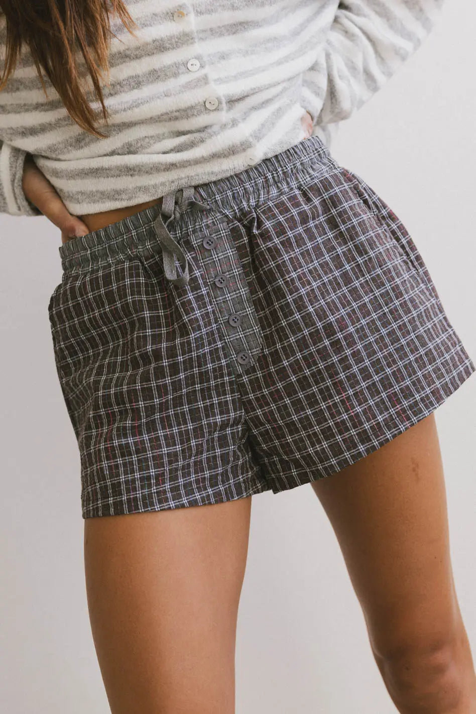 Plaid shorts in black