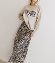 satin skirt with leopard print