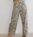 Leopard print barrel jeans