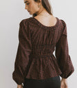 RU-neck back top in burgundy