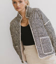 floral print contrast jacket with pockets