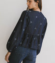 long sleeve ribbon denim top