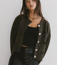 bow detail knit cardigan in green