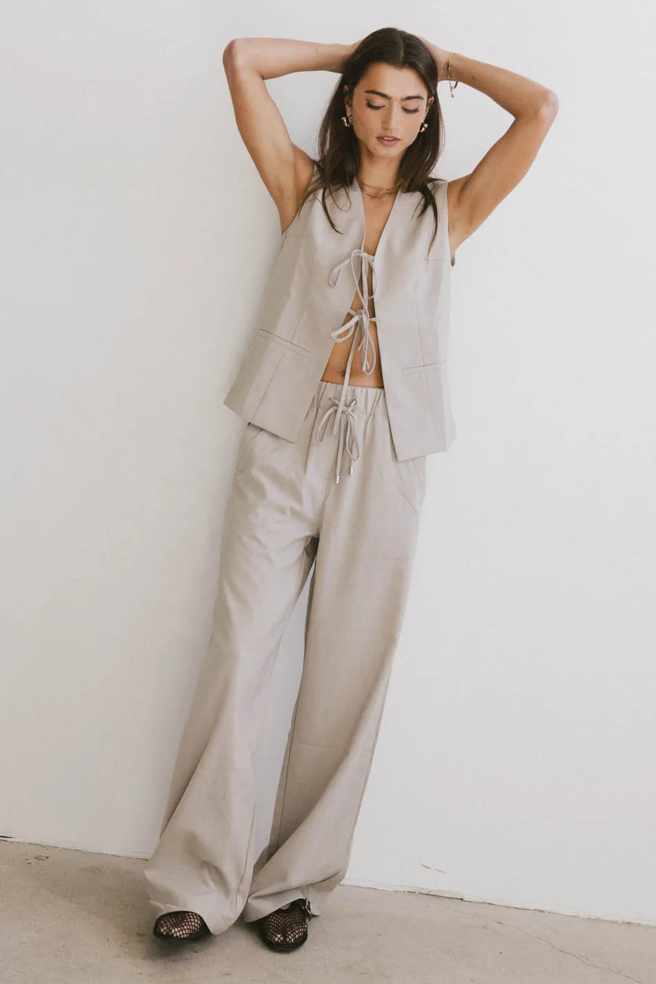 Wide leg pants in taupe