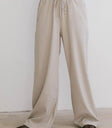 Elastic waist pants in taupe