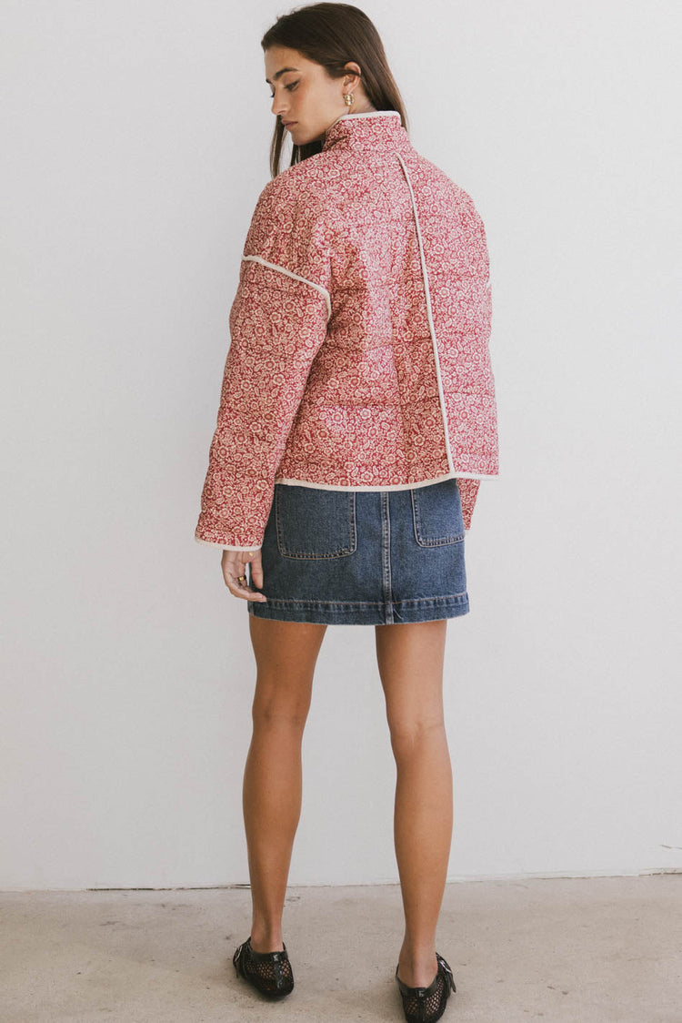 quilted jacket in burgundy