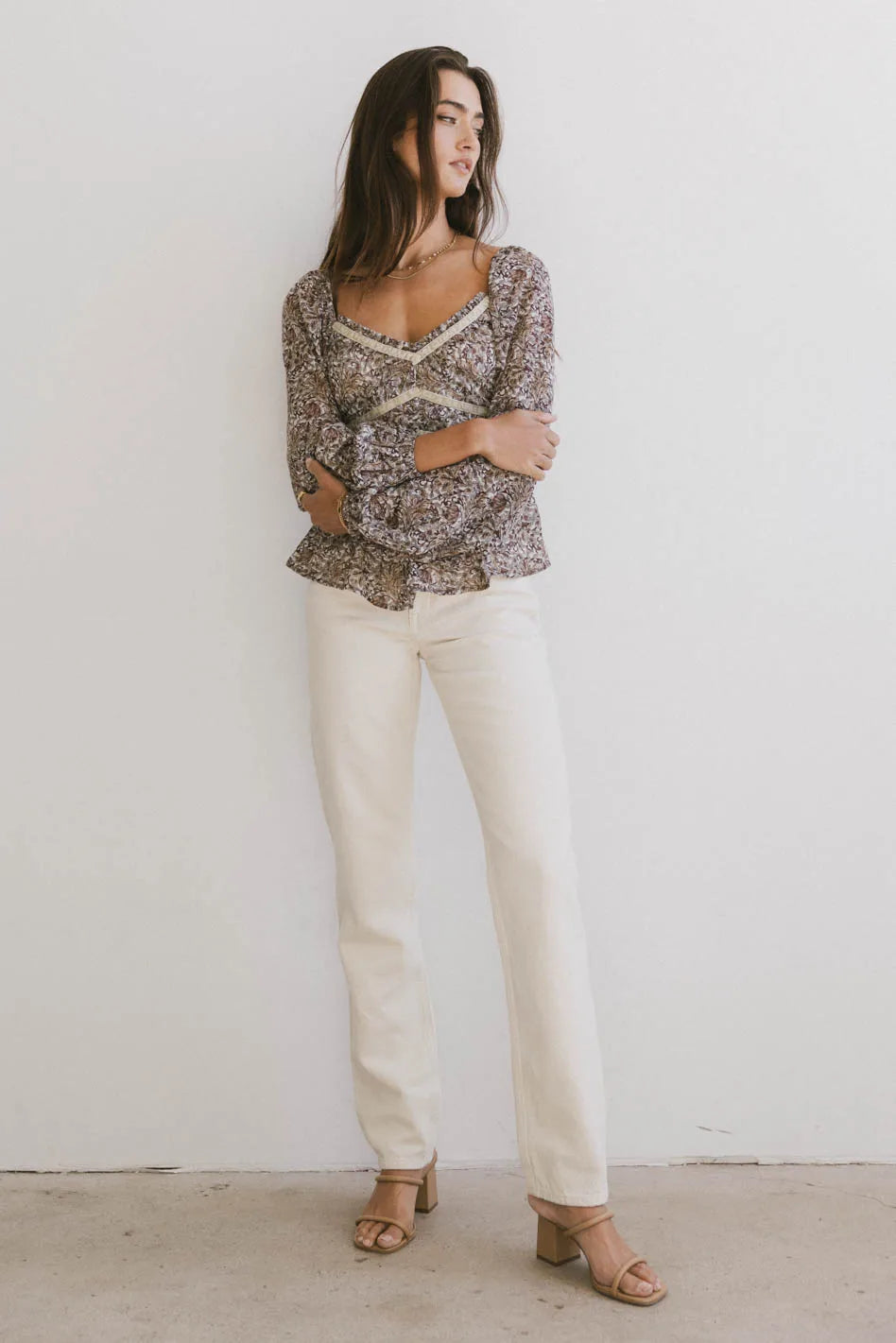 Long sleeves top in brown