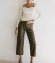 Wide leg faux leather pants