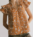 Floral top in mustard