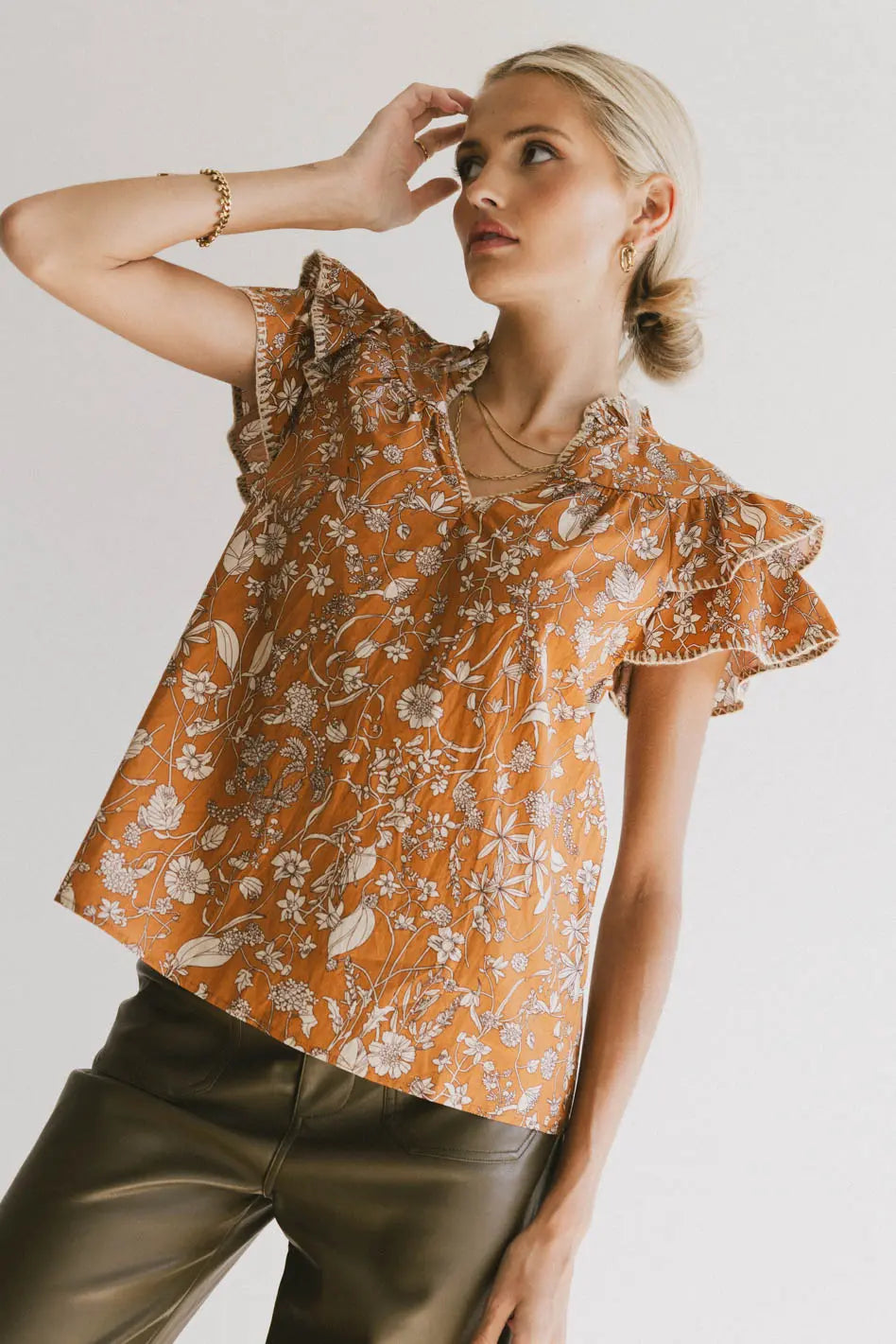 V-Neck top in mustard