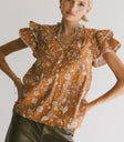 Puff sleeves top in mustard