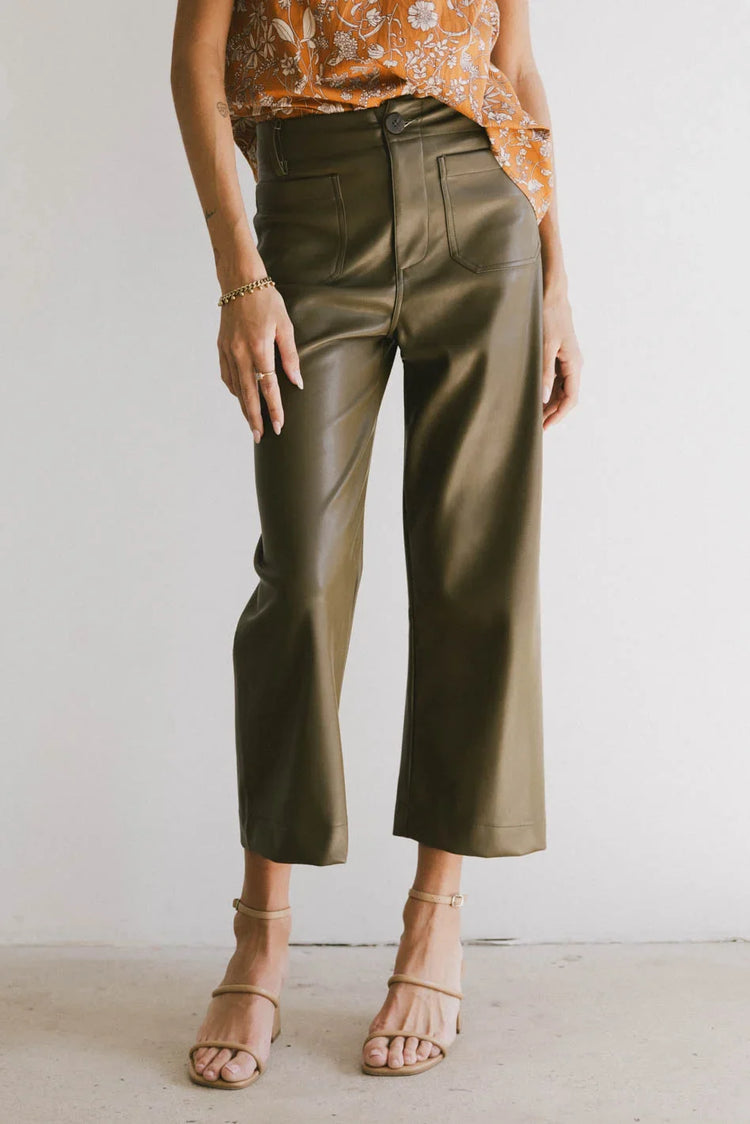 Wide leg pants in olive