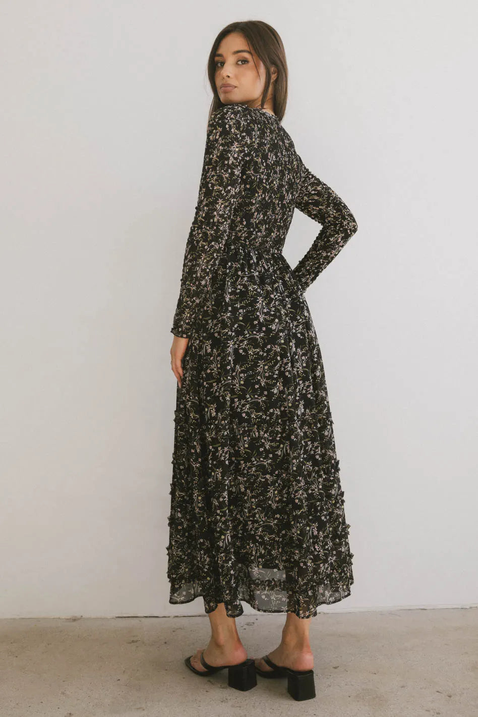 Printed floral maxi dress in multi color