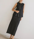 Dark wash denim skirt