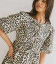 Three front bows dress in leopard print