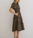 Two hand pockets dress in brown